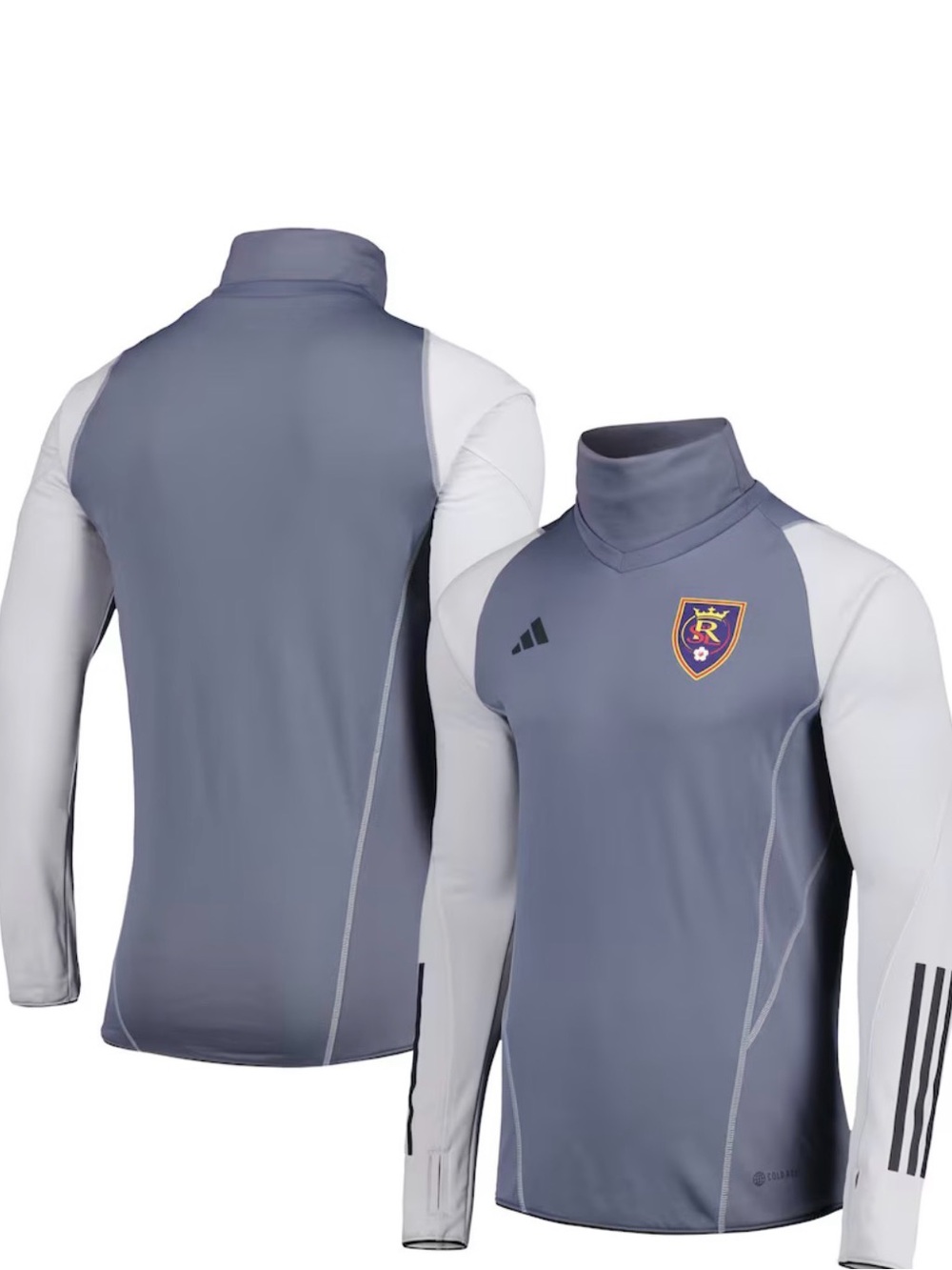 adidas Gray & White Long-Sleeve Soccer Training Top with Crest